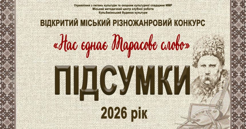 «Нас єднає Тарасове слово»-2026: підсумки міського різножанрового конкурсу